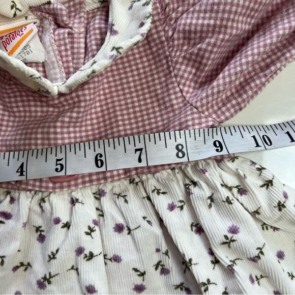 Vintage 90s Cottagecore Tea Party Gingham Floral Collared Bubble Playsuit Jumper - Picture 6 of 8